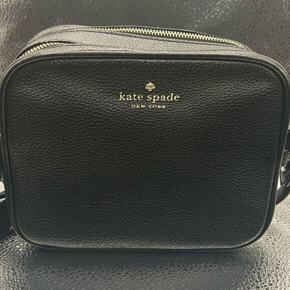 Kate Spade Pyper Mulberry Street Crossbody Bag Black Pebbled Leather Double Zip - Picture 2 of 10